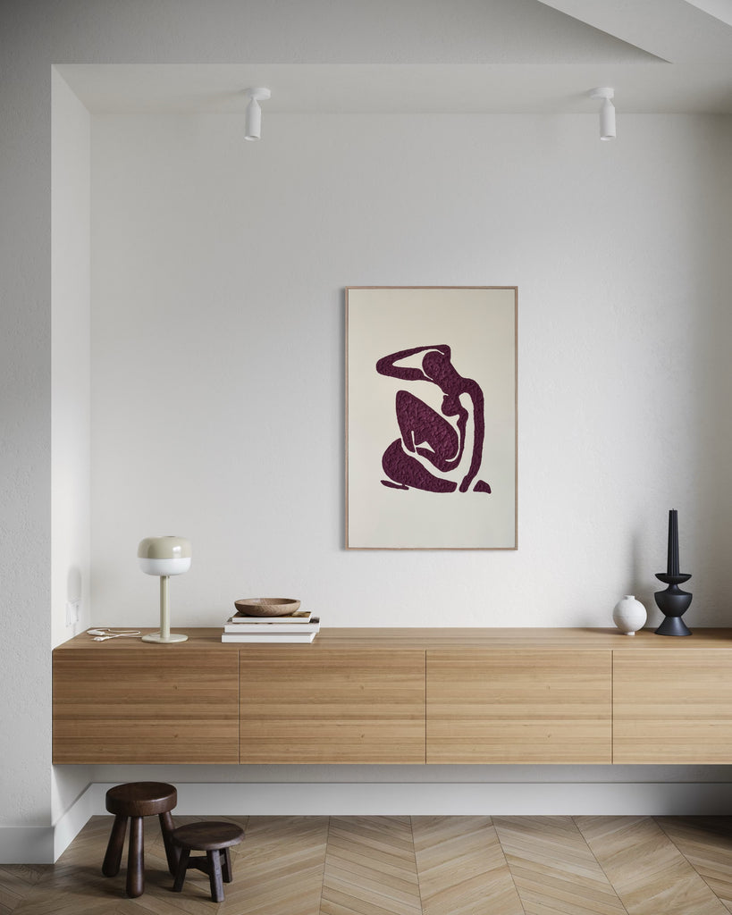 Textured Girl - Maroon On Cream