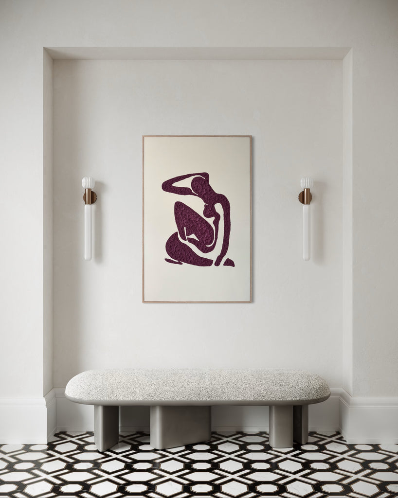 Textured Girl - Maroon On Cream