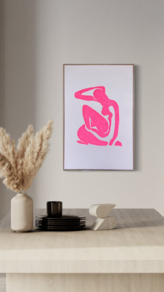 Neon Pink on White Textured Girl 60 x 90