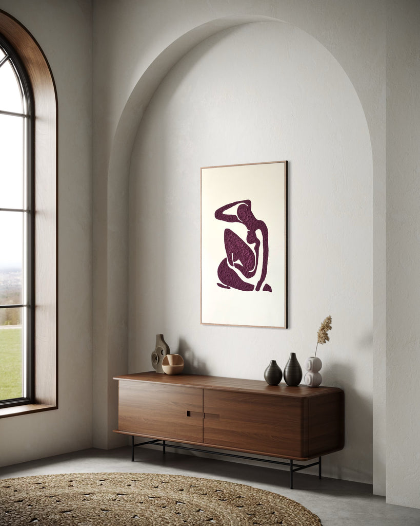 Textured Girl - Maroon On Cream